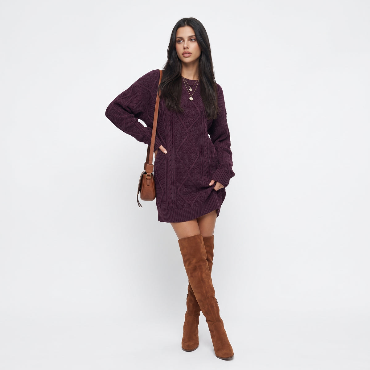 ENTRELACINE | VESTIDO SUETER DE PUNTO TRENZADO
