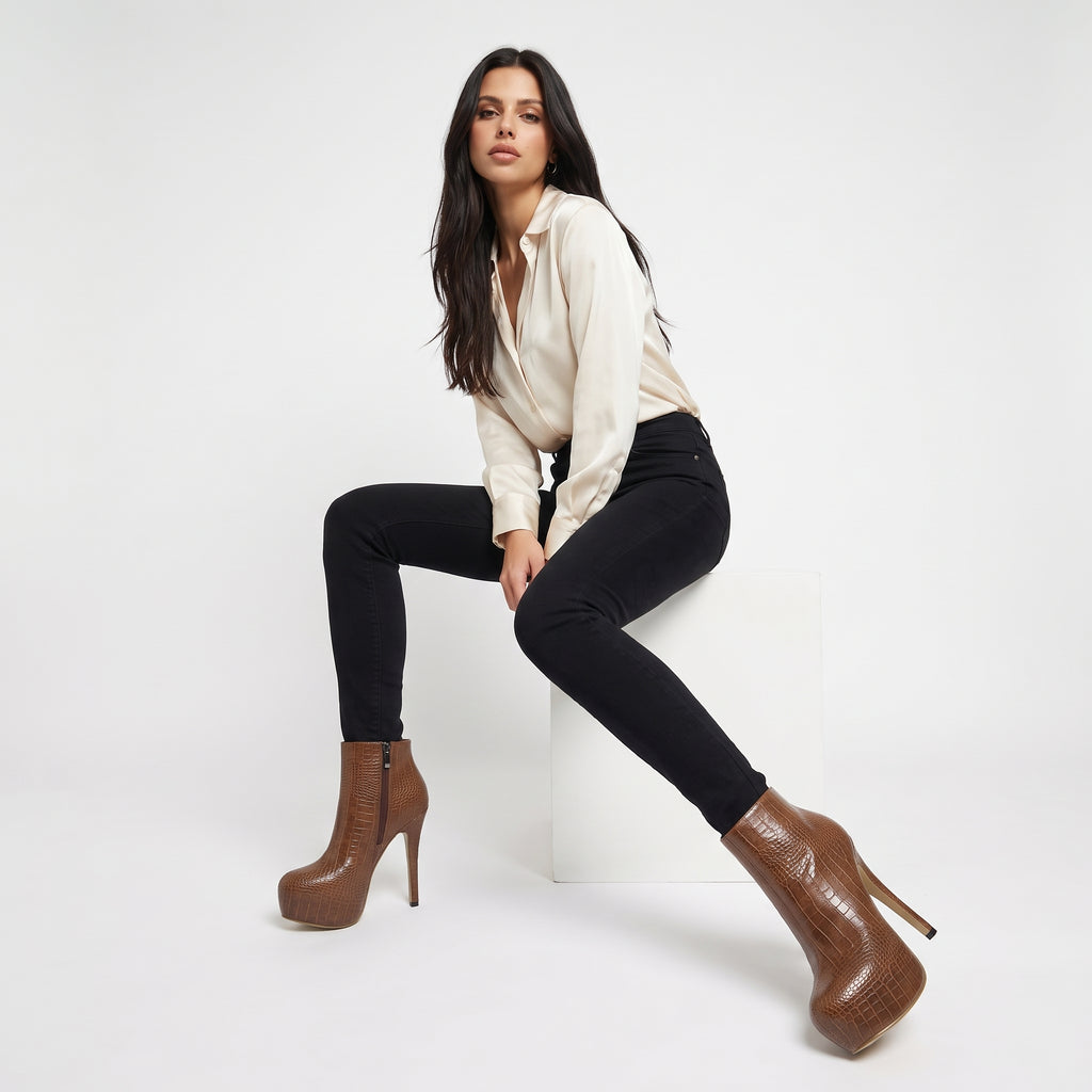 ECAILLINE | TACON STILETTO CON GRABADO EFECTO COCODRILO