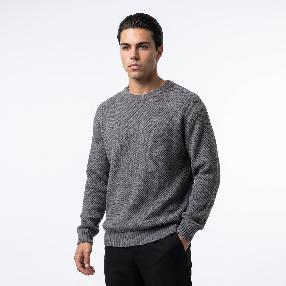 GAUFRELINE | SUETER DE CUELLO REDONDO TEJIDO WAFFLE