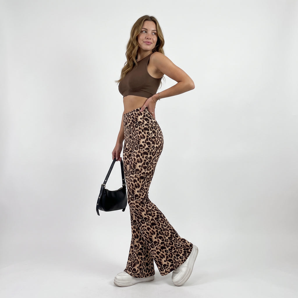 FELINE | PANTALONES BOOTCUT CON ESTAMPADO DE LEOPARDO