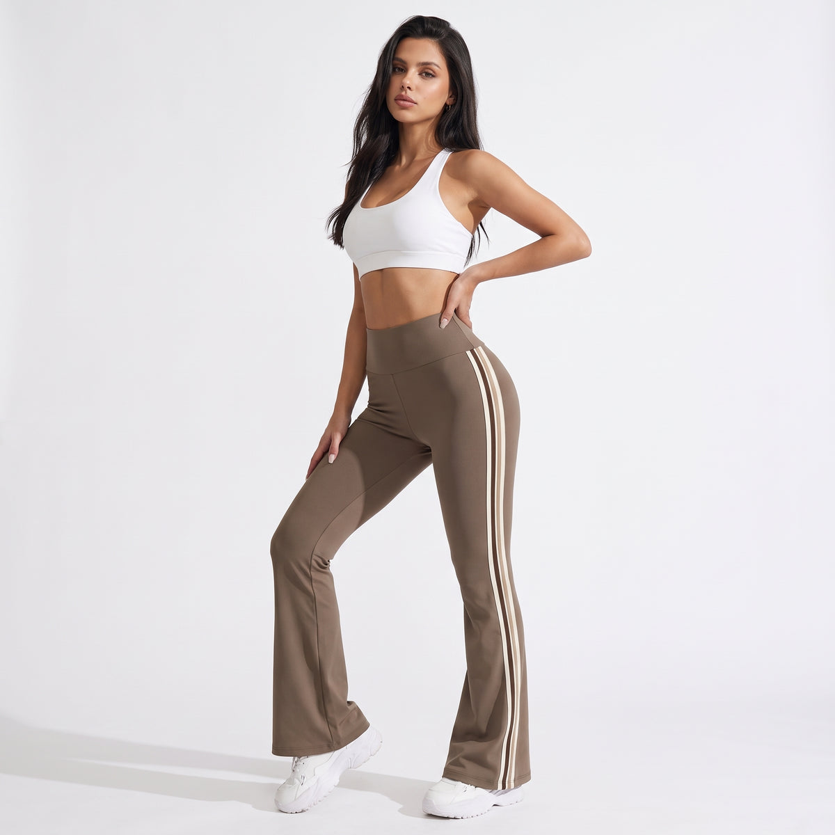 FLEXIRAYE | PANTALON ACAMPANADO DE YOGA A RAYAS