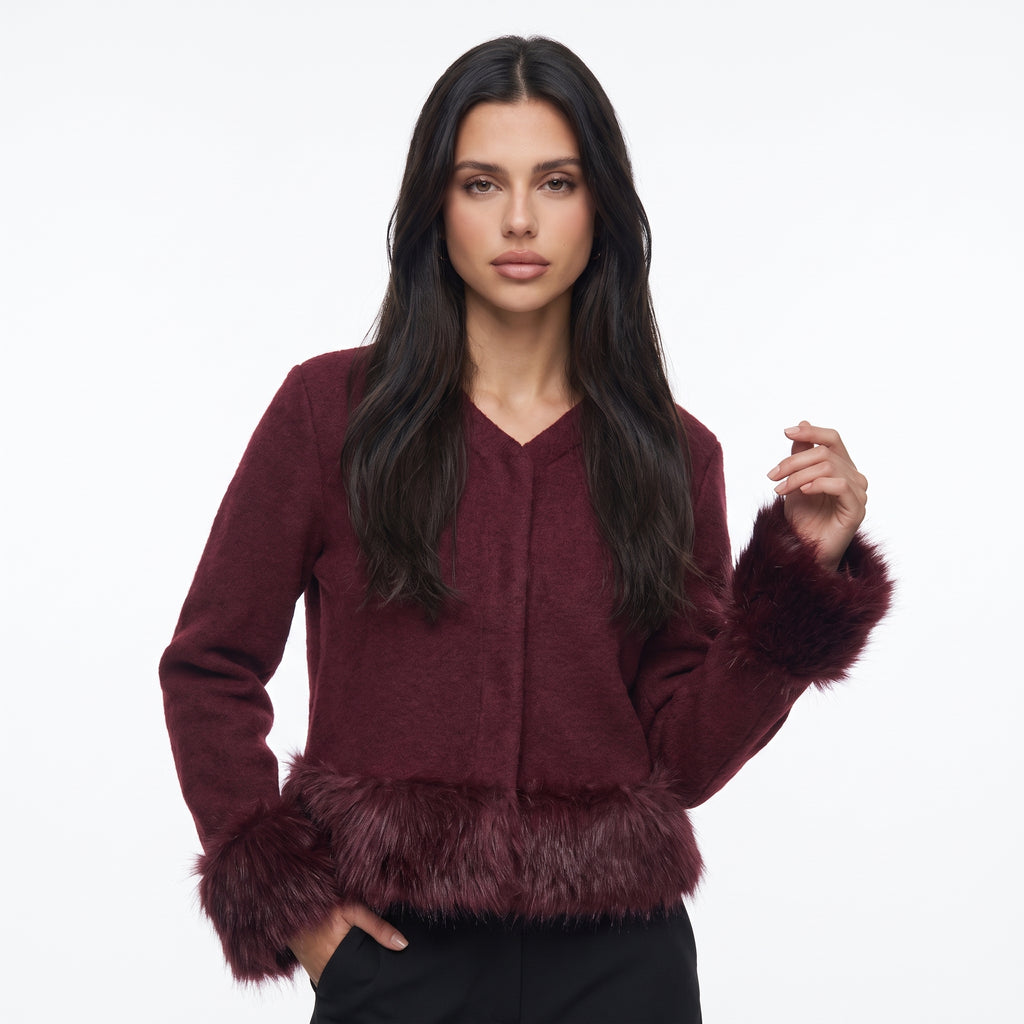 GARNITURFUR | CHAQUETA CON RIBETE DE PIEL