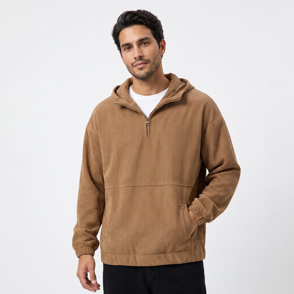 VELOURSCOTE | SUDADERA DE PANA CON MEDIA CREMALLERA