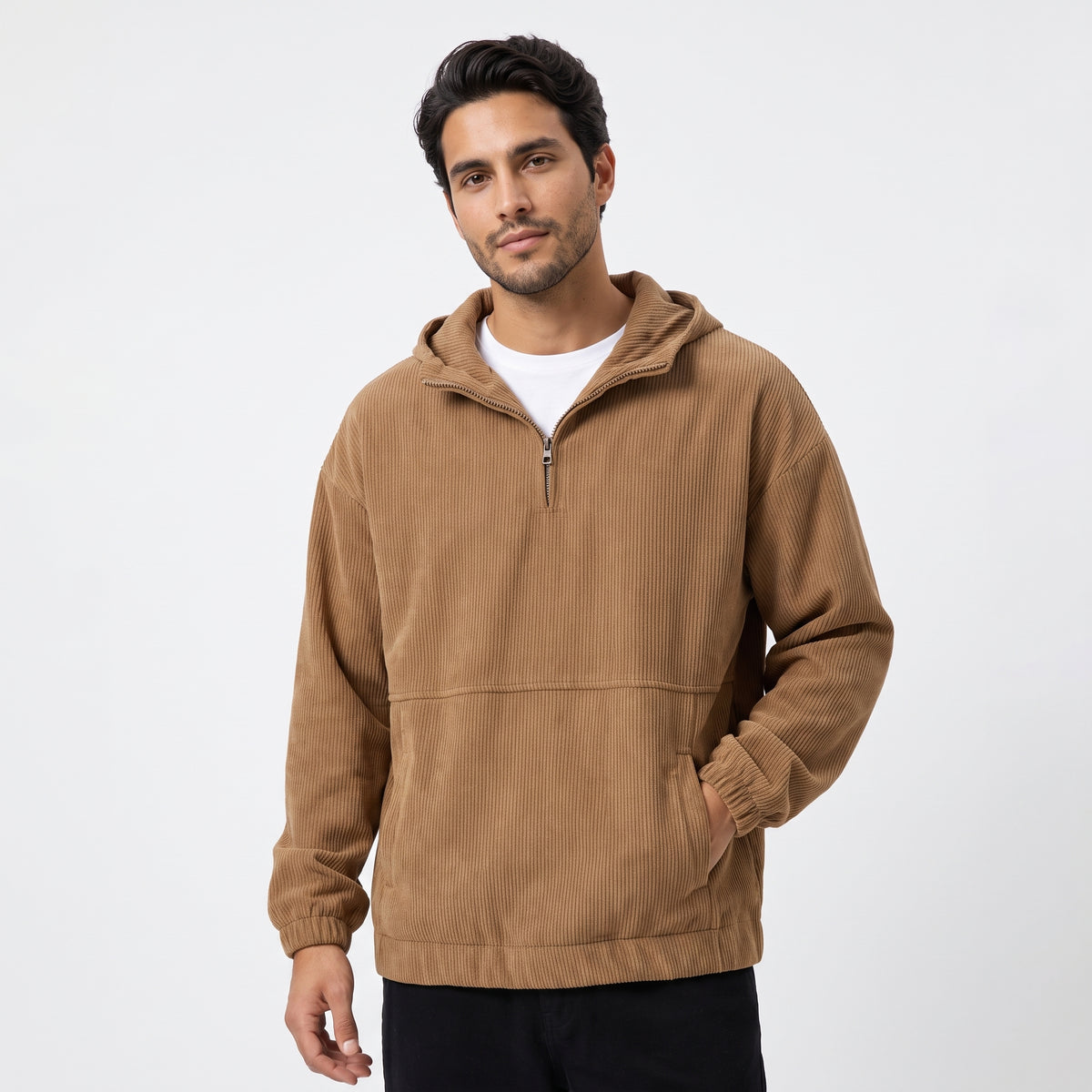 VELOURSCOTE | SUDADERA DE PANA CON MEDIA CREMALLERA