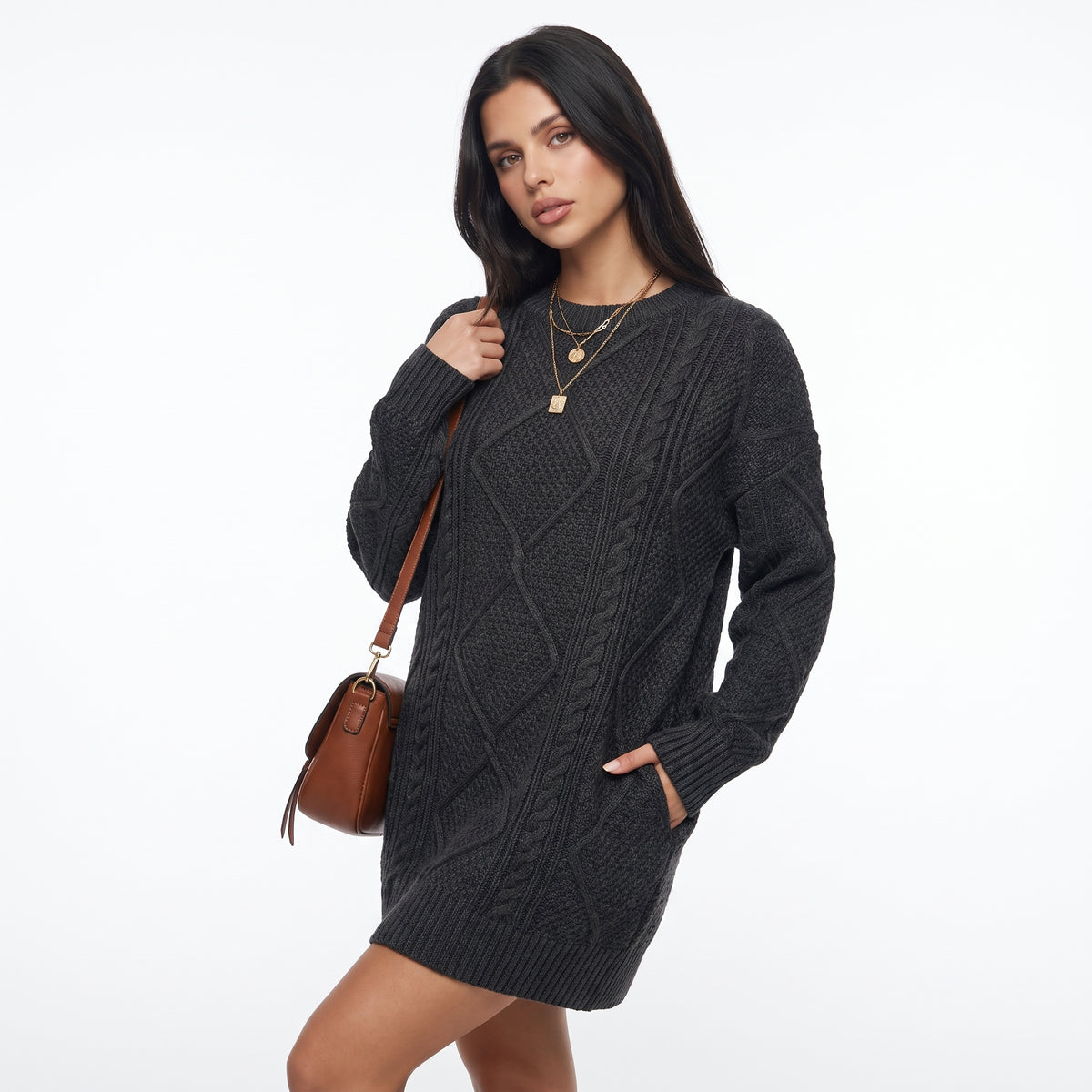 ENTRELACINE | VESTIDO SUETER DE PUNTO TRENZADO