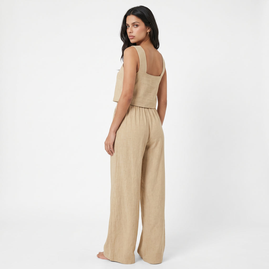 AUDRINE | CONJUNTO DE LINO CON BLUSA  Y PANTALON