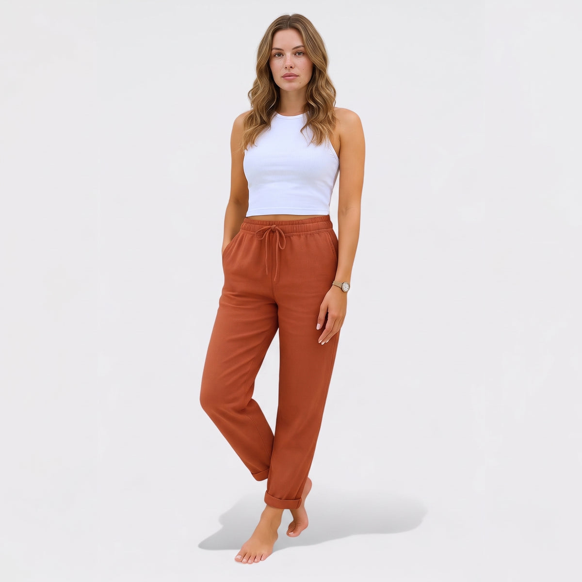 AZALEE | PANTALONES DE LINO ELASTICOS