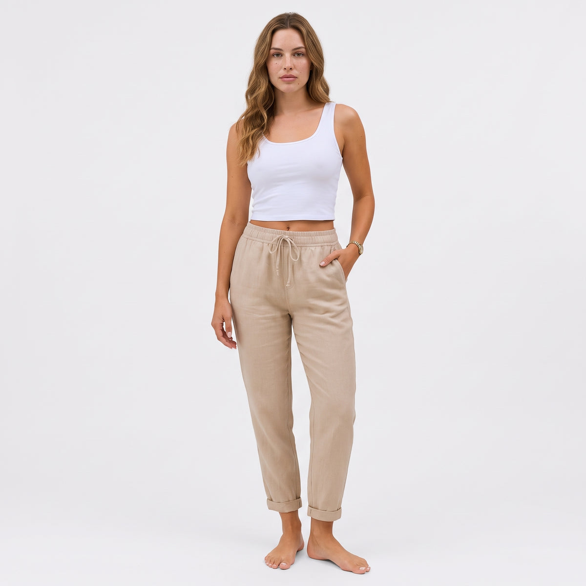 AZALEE | PANTALONES DE LINO ELASTICOS