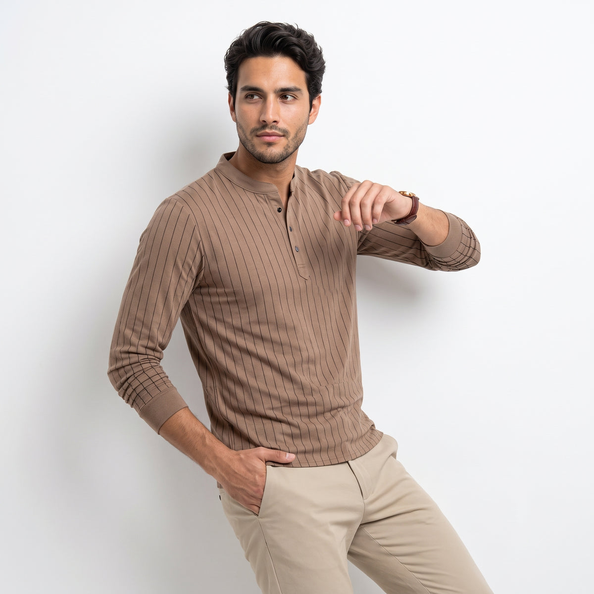 TALLEYRAND | CAMISA DE RAYA DIPLOMATICA CON CUELLO MAO