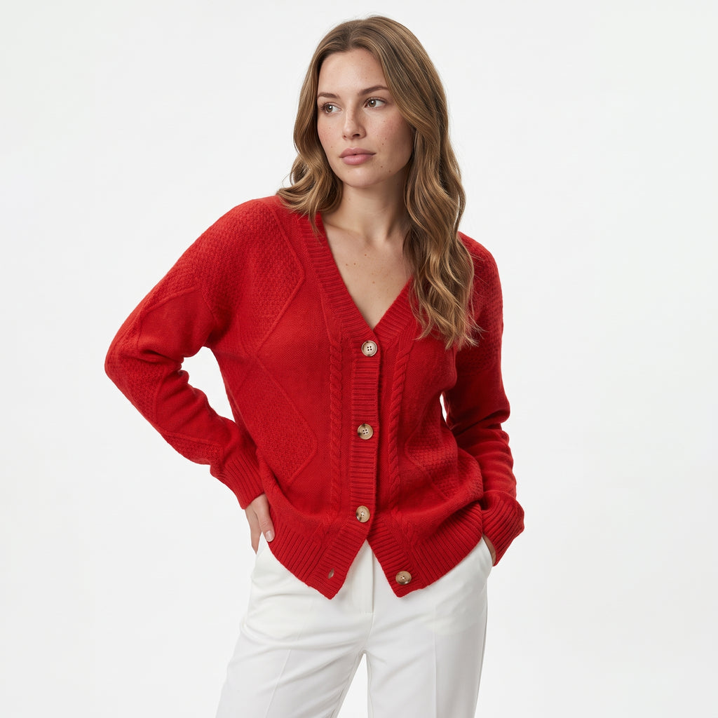 BLONDINE | CARDIGAN CLASICO CON ESCOTE EN V