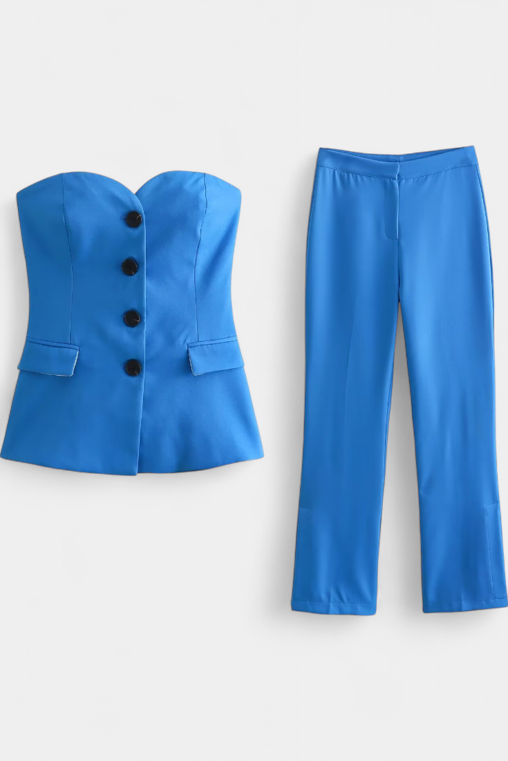 ISALINE | CONJUNTO SIN MANGAS Y PIERNA ANCHA