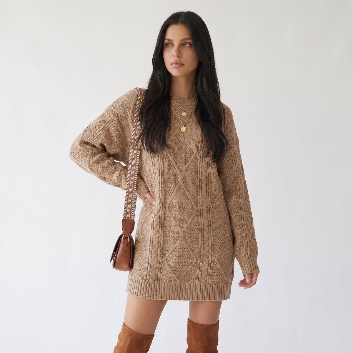 ENTRELACINE | VESTIDO SUETER DE PUNTO TRENZADO