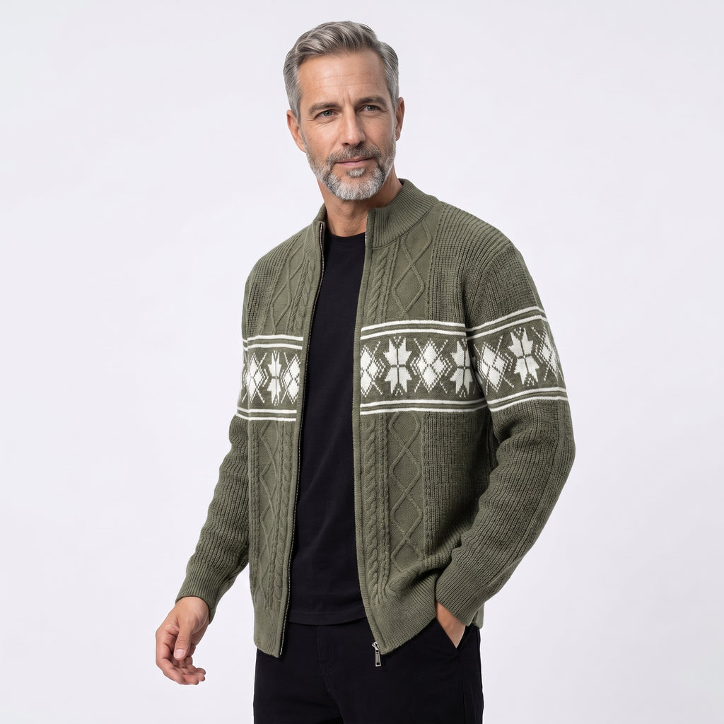 FJORDELLE | CARDIGAN DE PUNTO NORDICO CON CREMALLERA