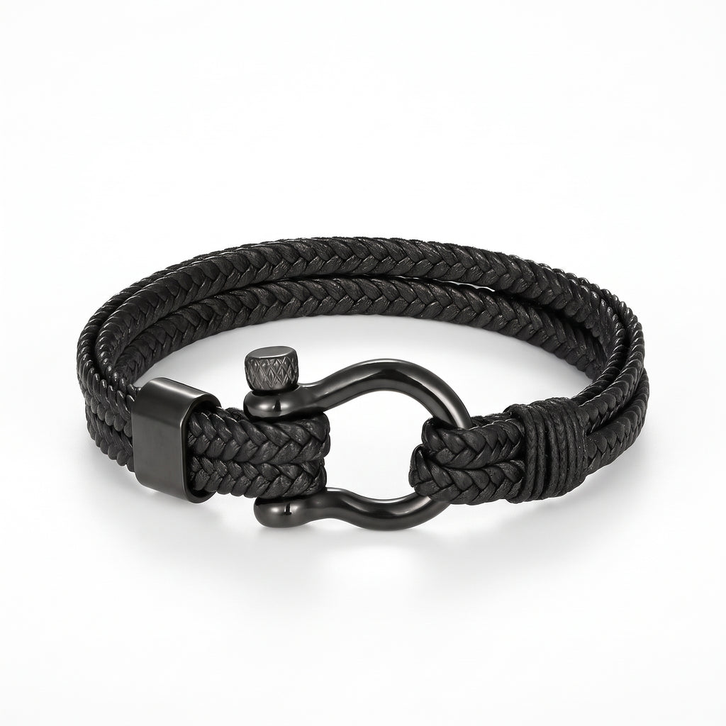 FORGERON | PULSERA DE CUERO TRENZADO CON CIERRE SHACKLE