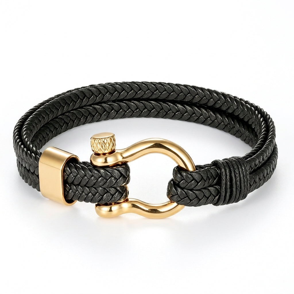 FORGERON | PULSERA DE CUERO TRENZADO CON CIERRE SHACKLE