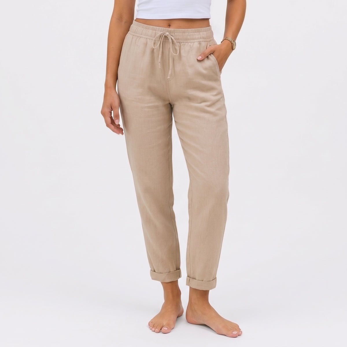 AZALEE | PANTALONES DE LINO ELASTICOS