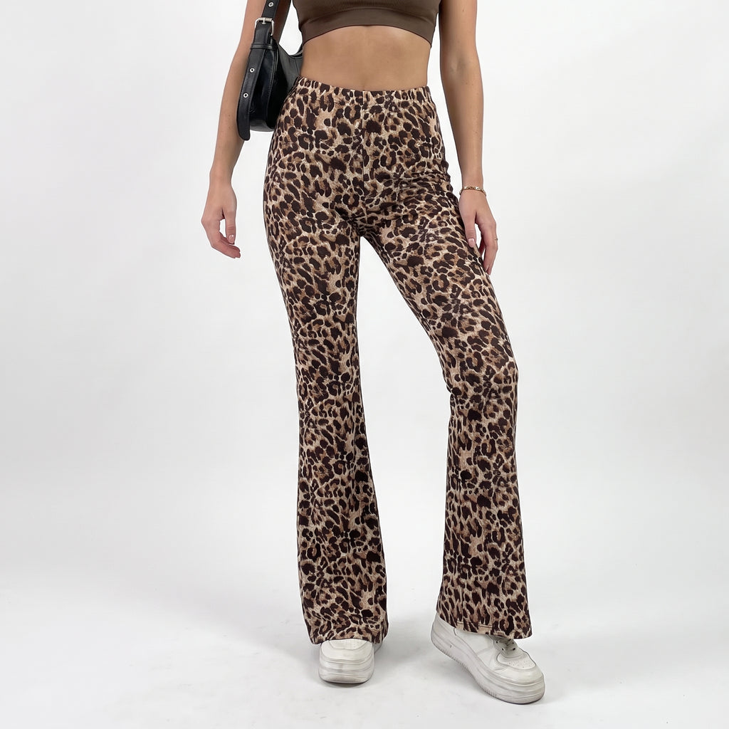 FELINE | PANTALONES BOOTCUT CON ESTAMPADO DE LEOPARDO