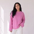CAMISETA DE MANGA LARGA A RAYAS SUAVES EN COLOR BUBBLEGUM