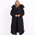 Chaqueta puffer larga con cinturón