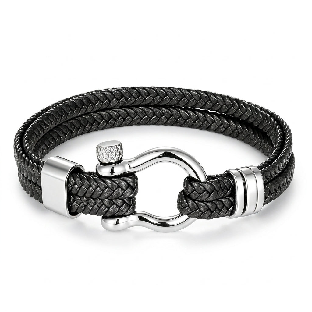 FORGERON | PULSERA DE CUERO TRENZADO CON CIERRE SHACKLE