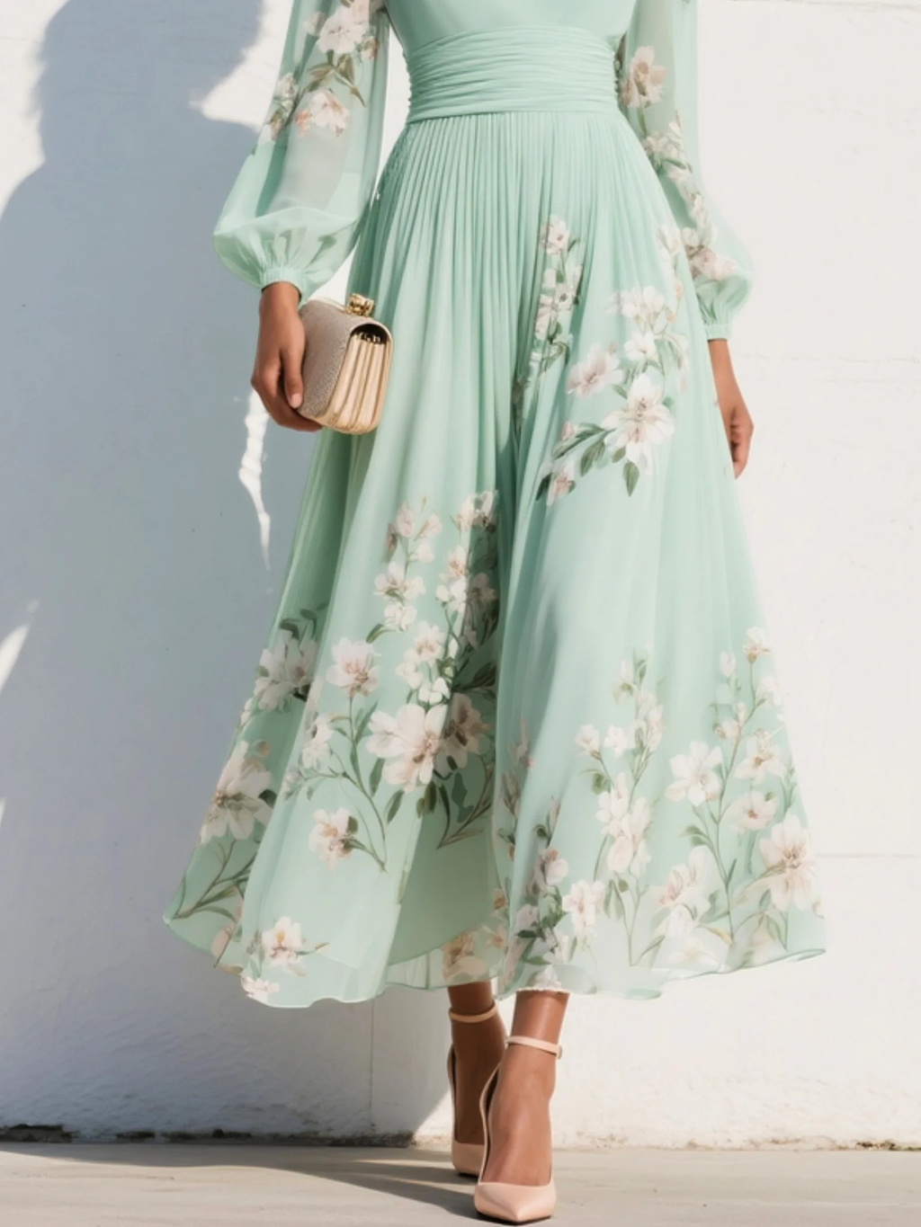 Altea | Vestido midi en verde salvia
