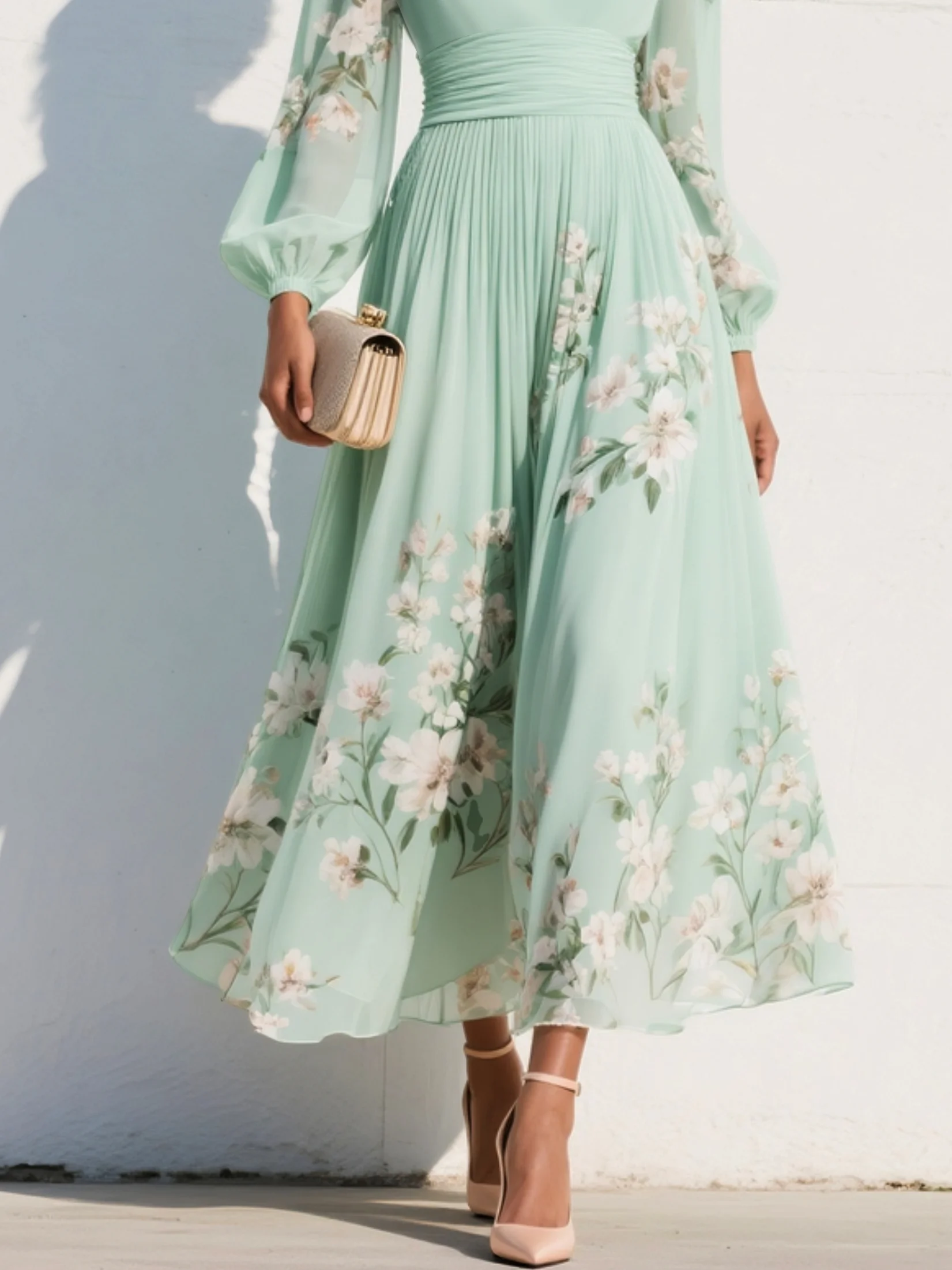 Altea | Vestido midi en verde salvia