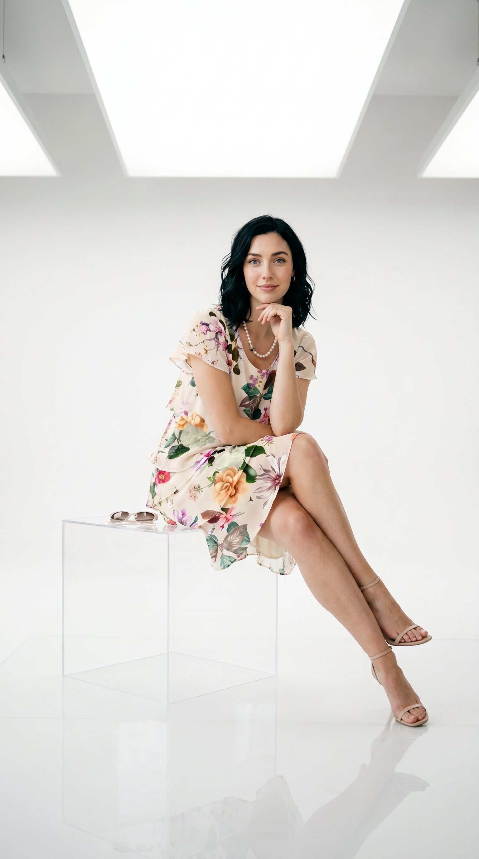 Vestido elegante fluido con volantes