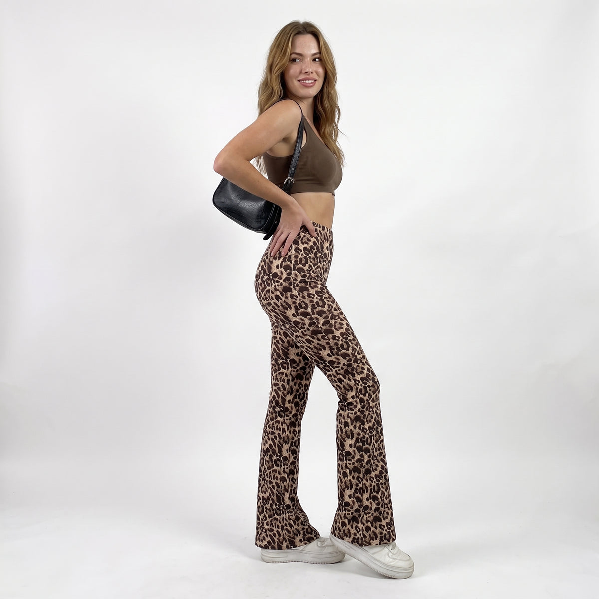 FELINE | PANTALONES BOOTCUT CON ESTAMPADO DE LEOPARDO