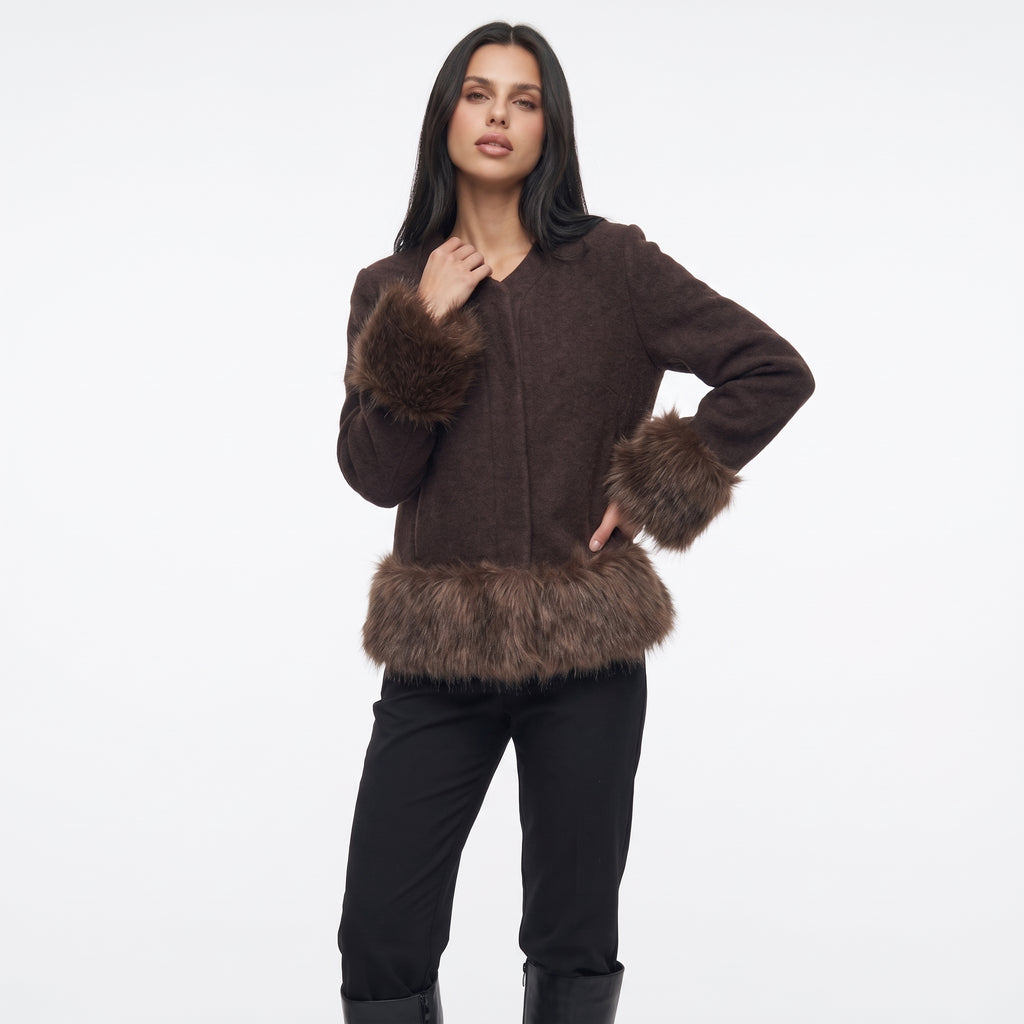 GARNITURFUR | CHAQUETA CON RIBETE DE PIEL