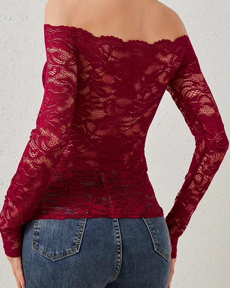 MOUSSELINE | BLUSA OFF-SHOULDER TRANSPARENTE