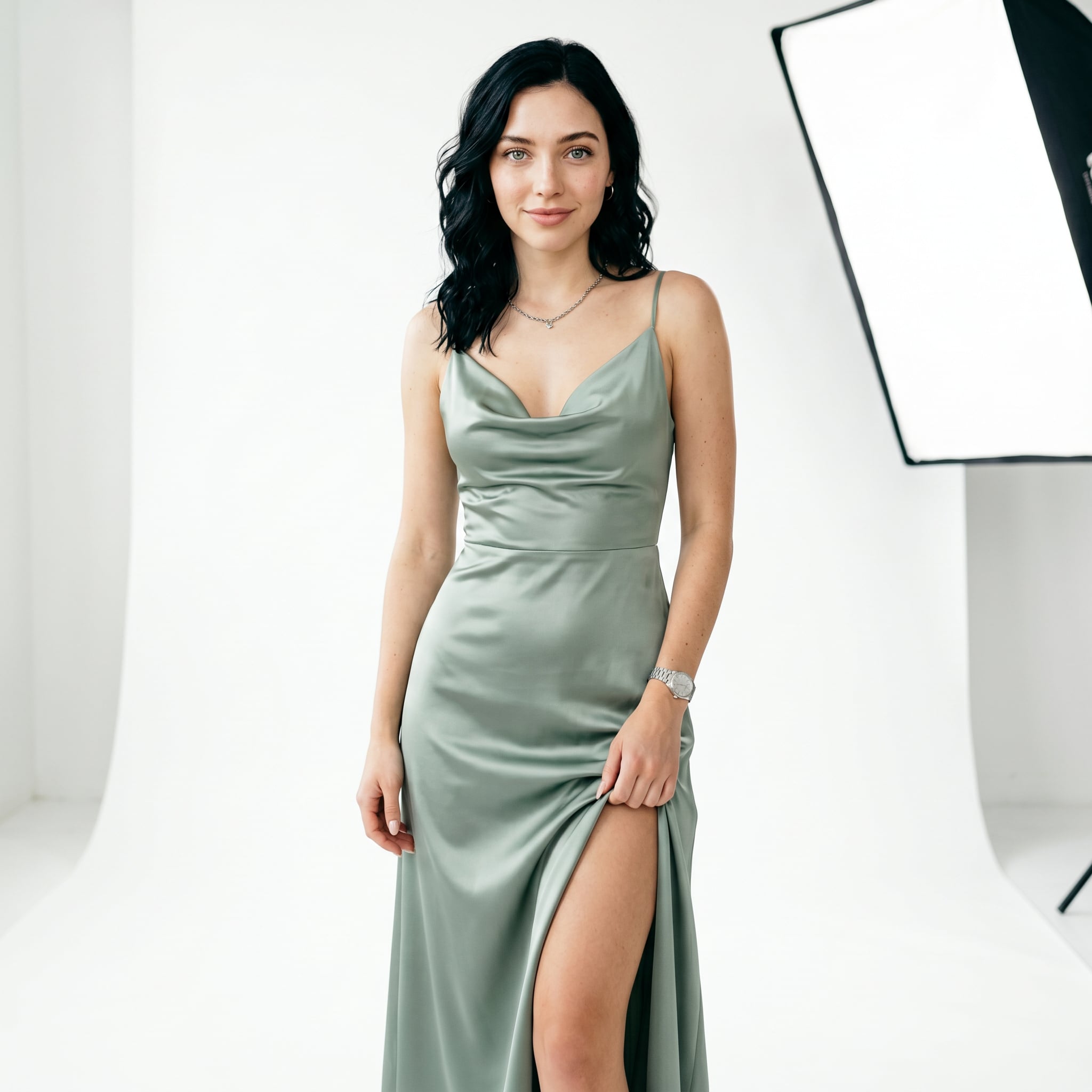 Vestido maxi de lujo con escote en V