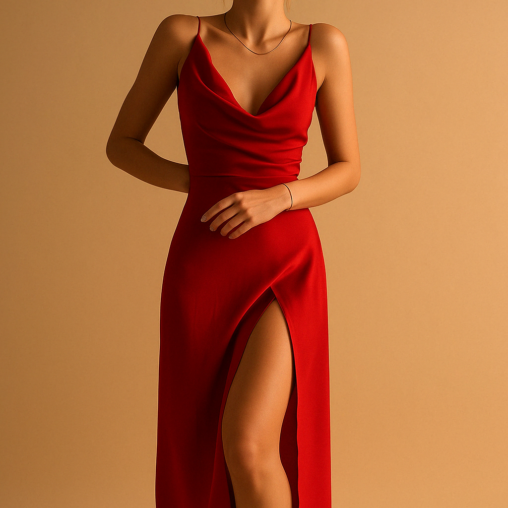 Vestido maxi de lujo con escote en V