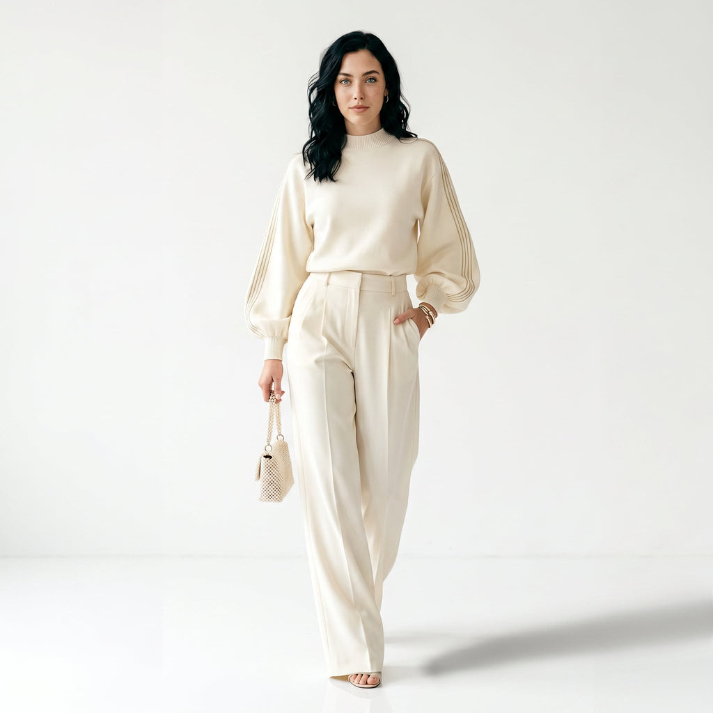 Conjunto de pantalón de pierna ancha suave al tacto