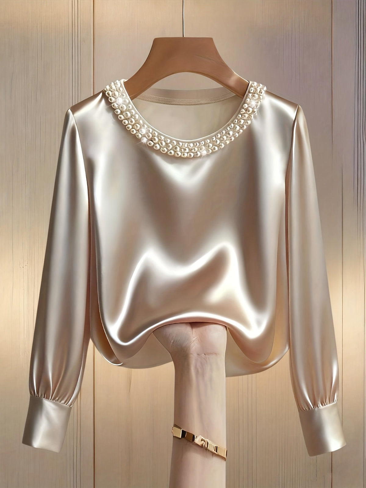 PERLESOIE | BLUSA DE SATEN CON PERLAS