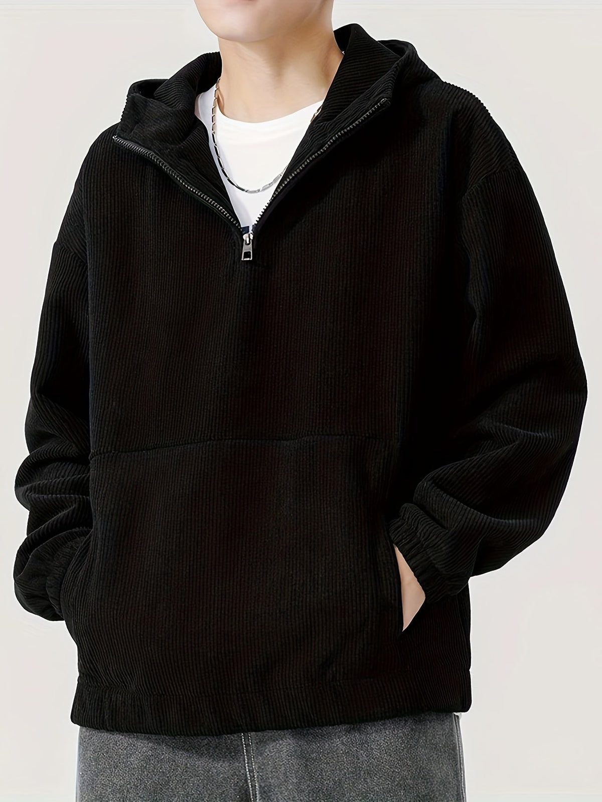 VELOURSCOTE | SUDADERA DE PANA CON MEDIA CREMALLERA
