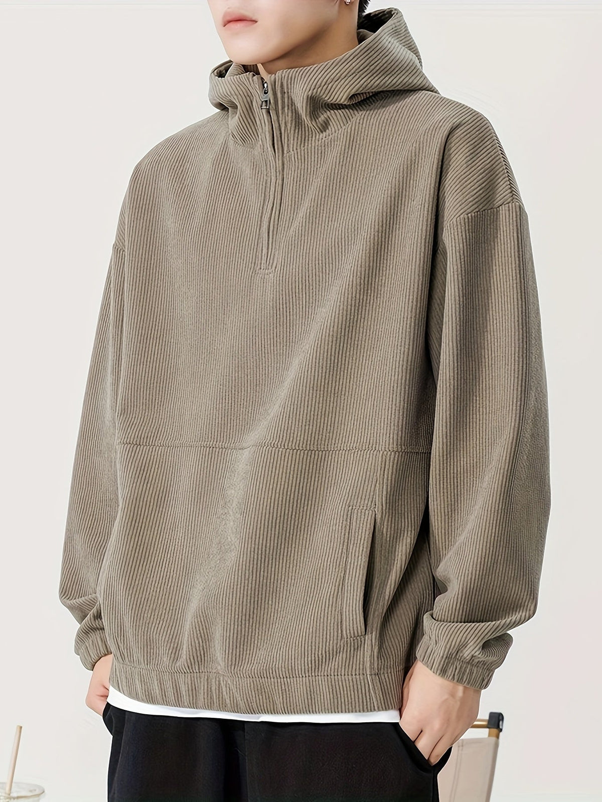 VELOURSCOTE | SUDADERA DE PANA CON MEDIA CREMALLERA