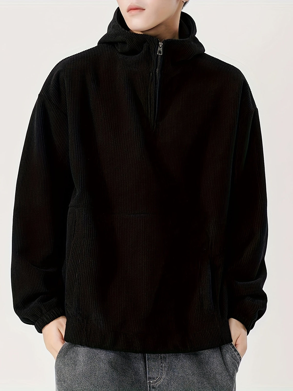 VELOURSCOTE | SUDADERA DE PANA CON MEDIA CREMALLERA
