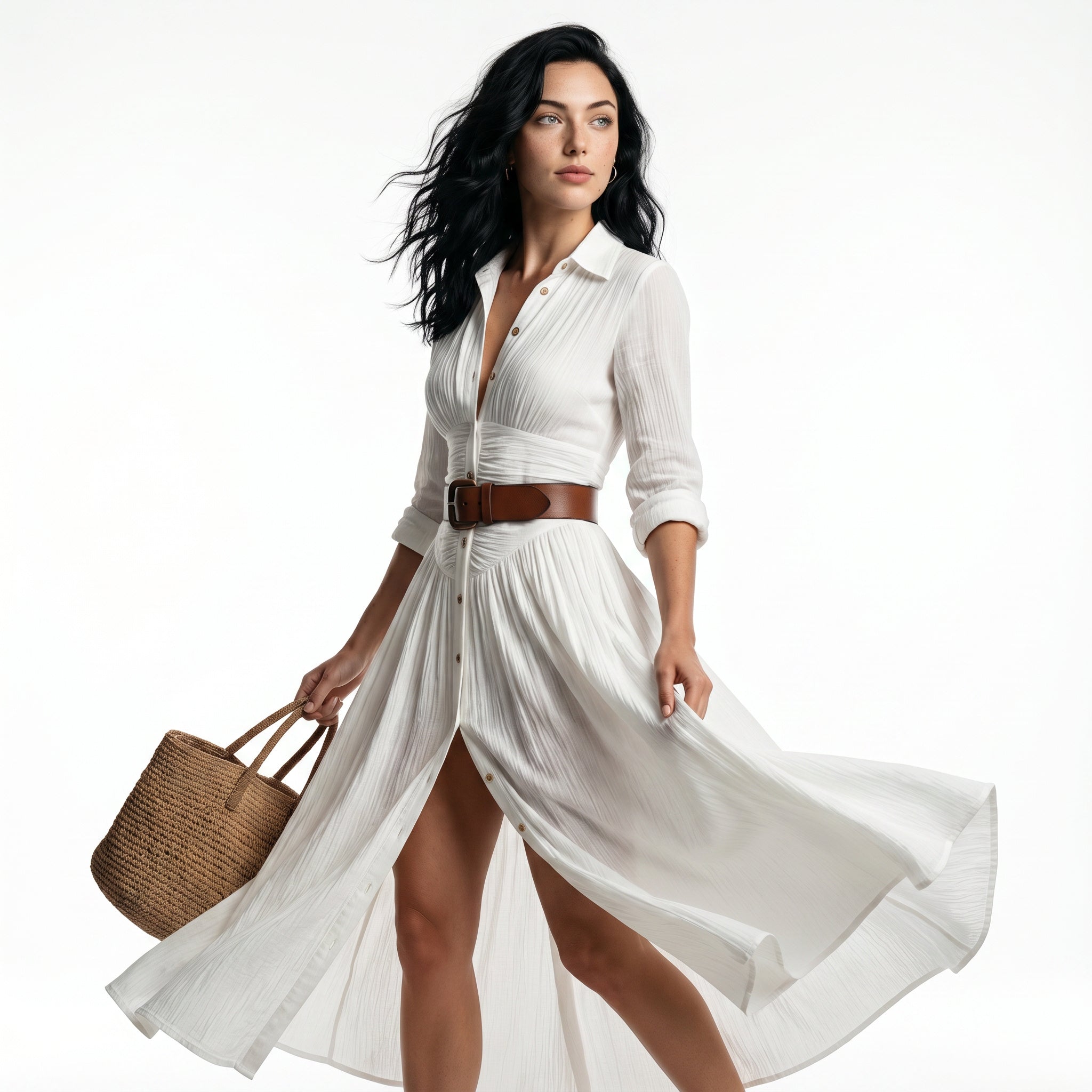 Vestido maxi plisado y fluido