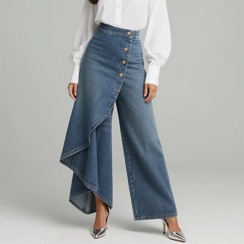 Falda-pantalón asimétrica de denim: con diseño cruzado, cómoda y moderna para el día a día