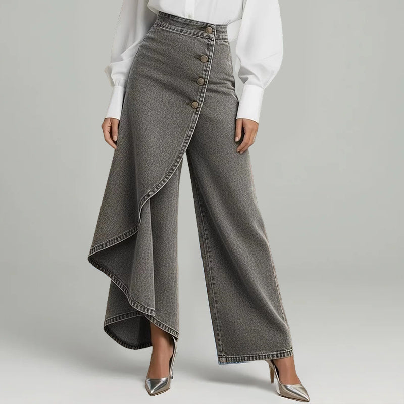 Falda-pantalón asimétrica de denim: con diseño cruzado, cómoda y moderna para el día a día