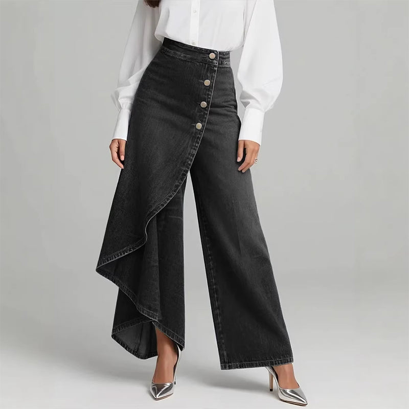 Falda-pantalón asimétrica de denim: con diseño cruzado, cómoda y moderna para el día a día