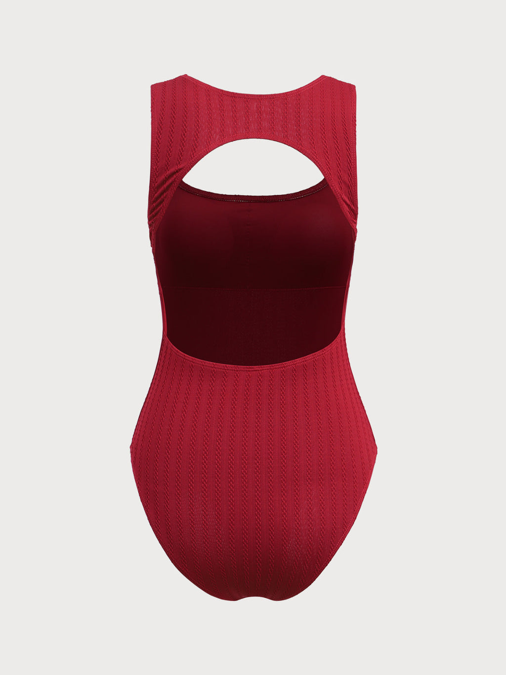 Traje de Baño Entero Vintage en Rojo Vino con Detalle de Cadena