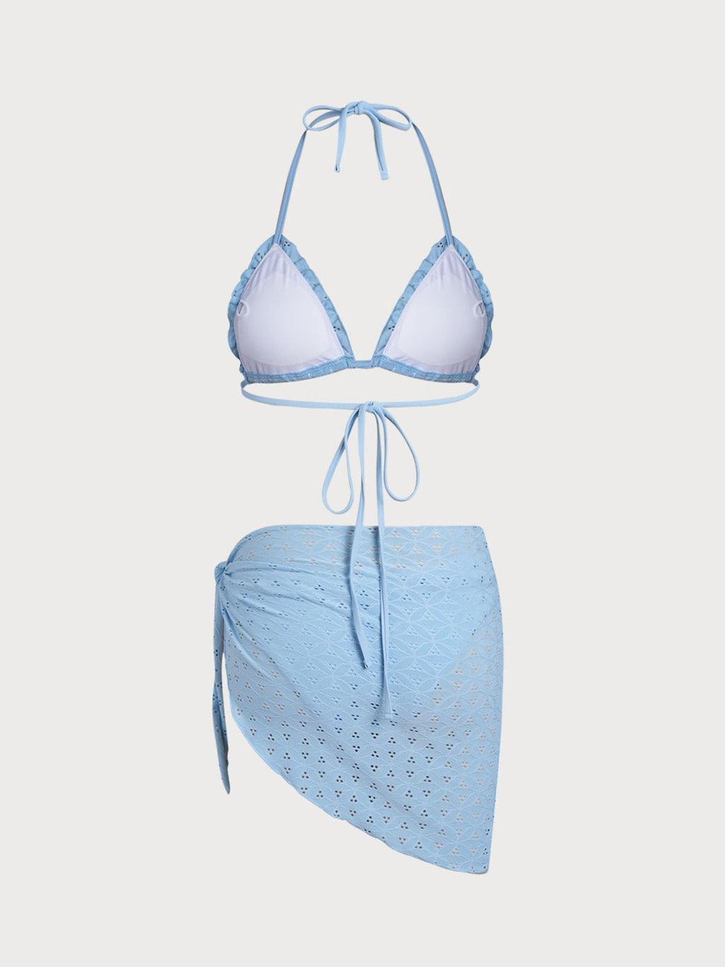 Set Bikini Azul con Amarre Frontal y Volantes