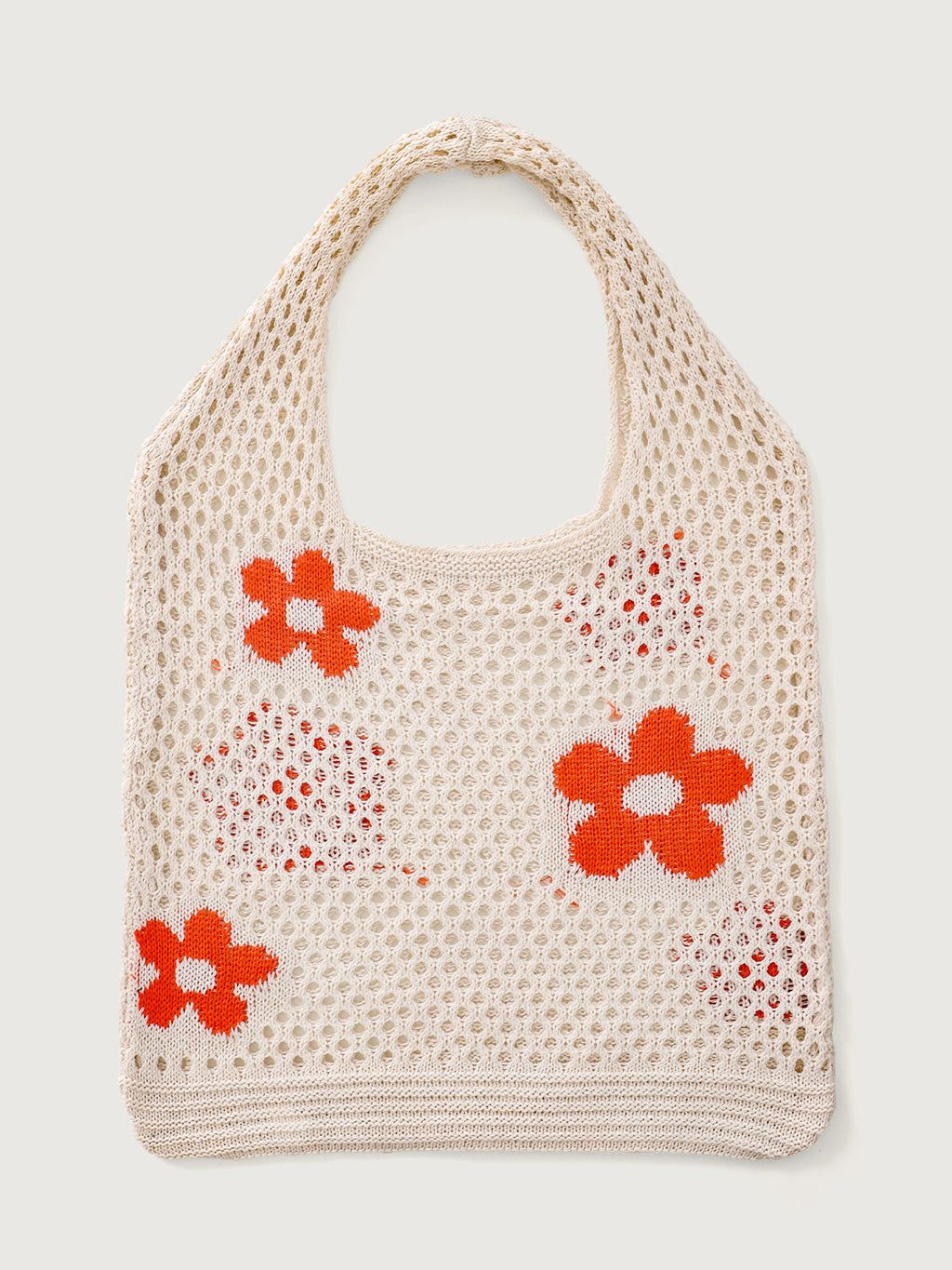 Bolso de Hombro Durazno con Flores en Contraste y Calado