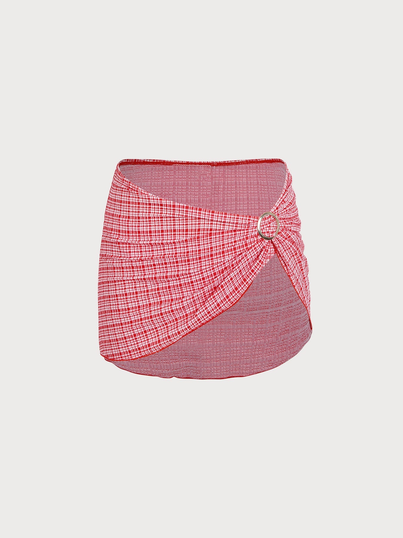 Set Bikini de Tres Piezas a Cuadros Rojo