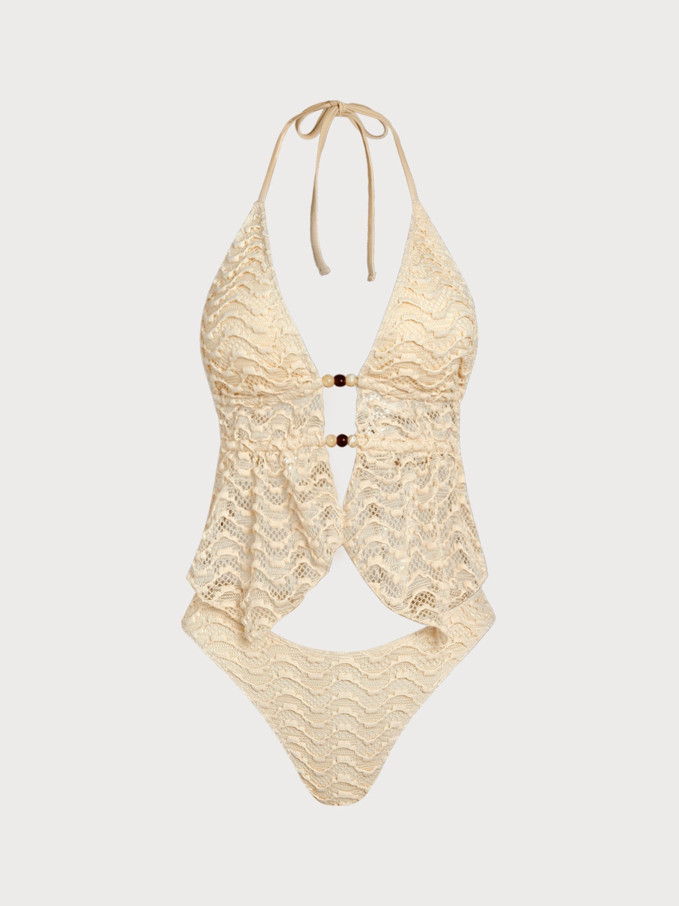 Set Tankini Albaricoque Texturizado con Detalles de Cuentas