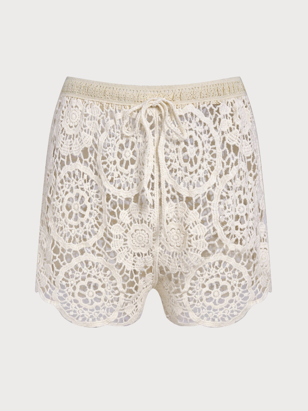 Shorts de Crochet Calado Texturizado en Durazno
