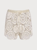 Shorts de Crochet Calado Texturizado en Durazno