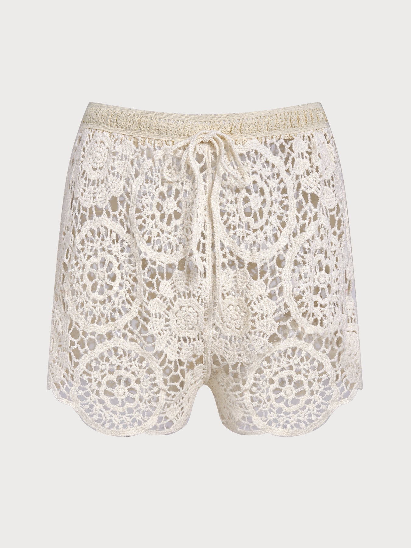 Shorts de Crochet Calado Texturizado en Durazno