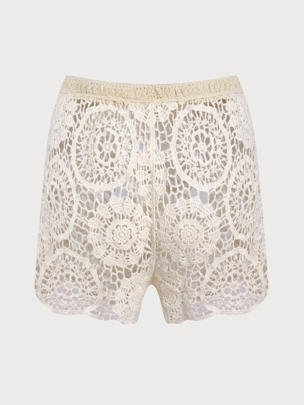 Shorts de Crochet Calado Texturizado en Durazno